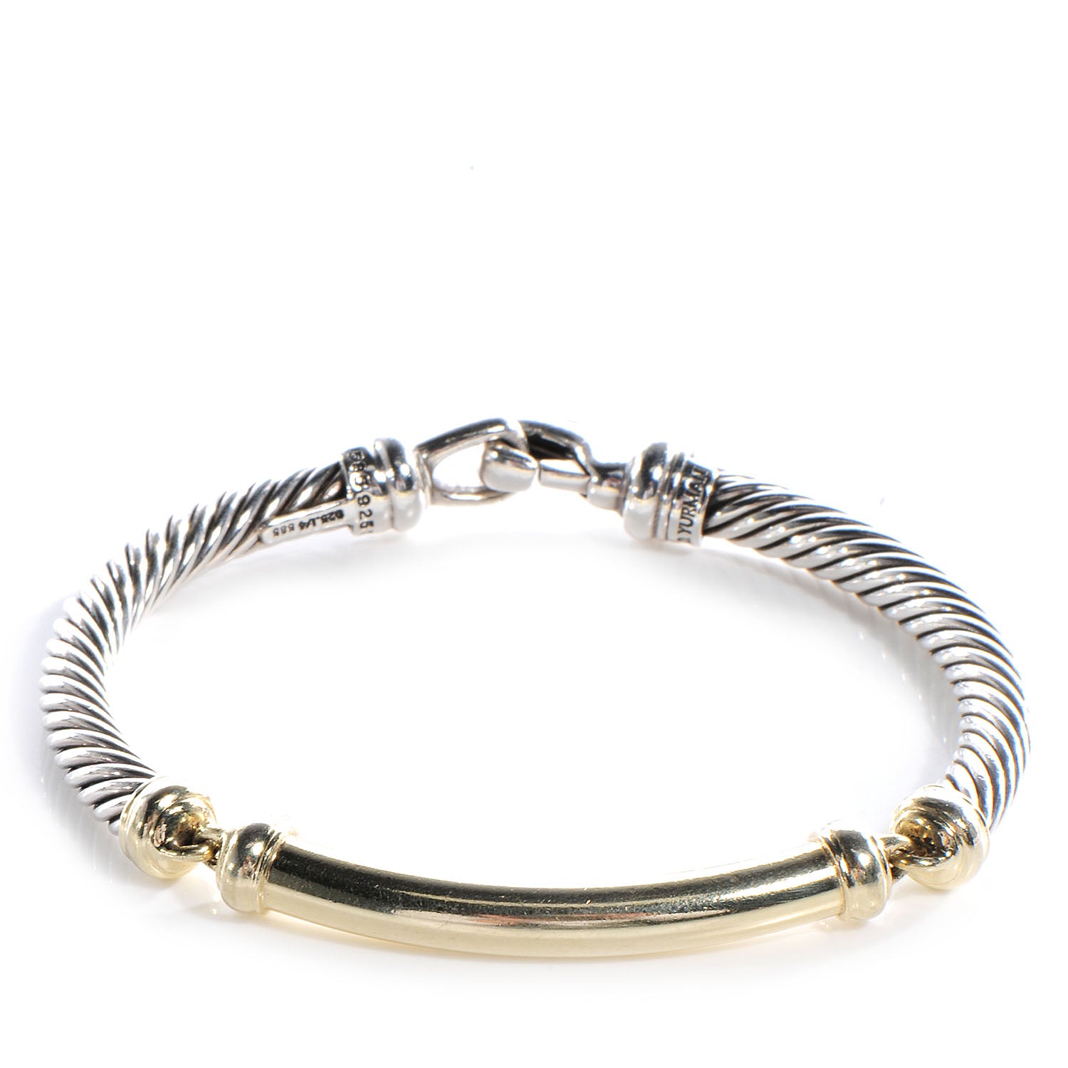David Yurman Sterling Silver 14K Yellow Gold 5mm Metro Cable Bracelet 1 of 4
