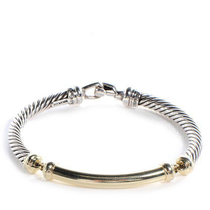 David Yurman Sterling Silver 14K Yellow Gold 5mm Metro Cable Bracelet 1 of 4