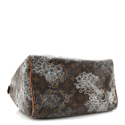 Louis Vuitton Monogram Dentelle Speedy 30 Silver 4 of 9