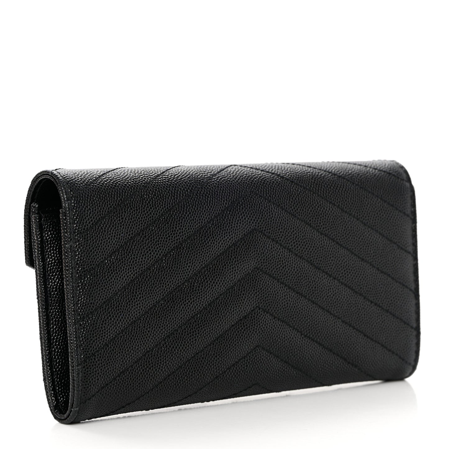 Grain De Poudre Matelasse Chevron Monogram Flap Wallet Black