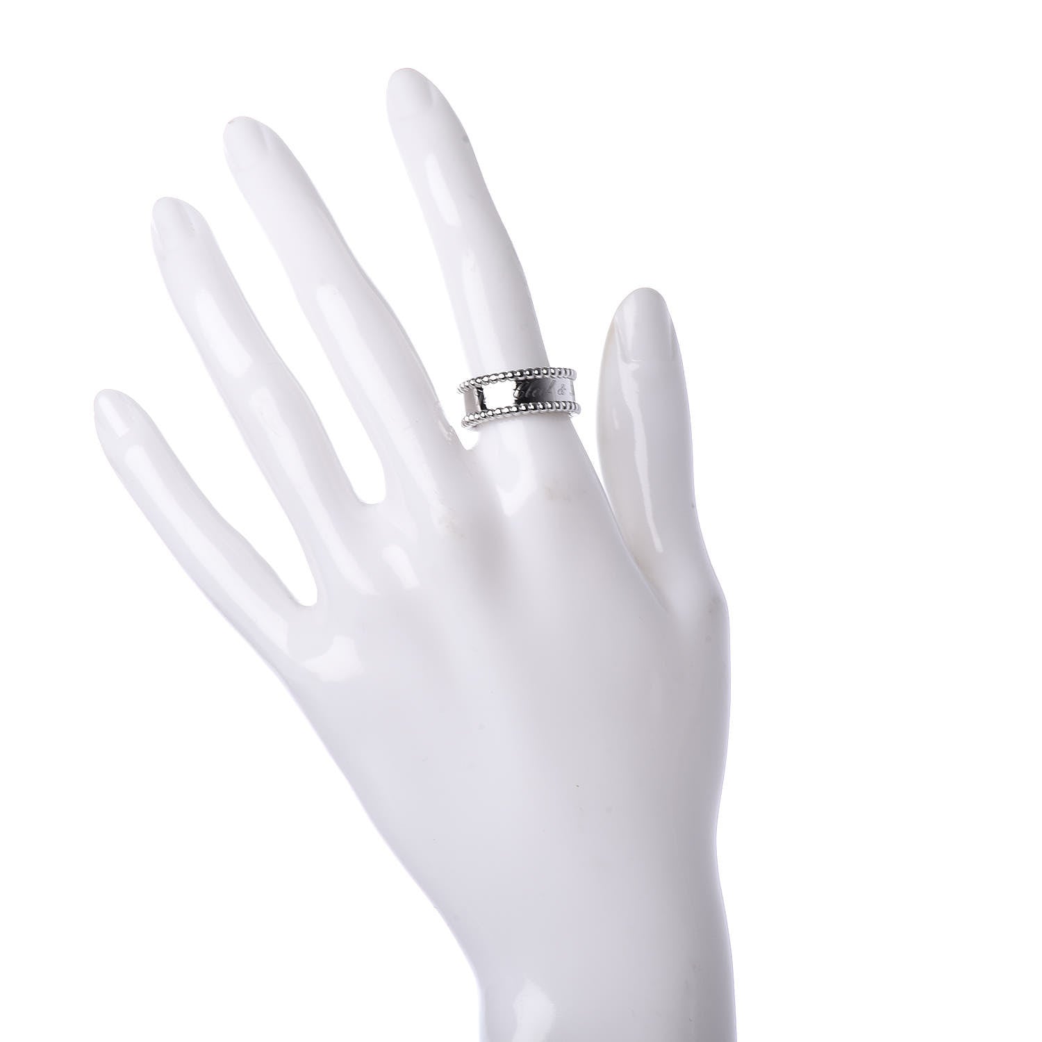 Van Cleef & Arpels 18K White Gold Perlee Signature Ring 53 6.25 2 of 5