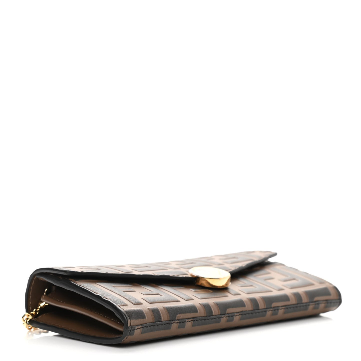 Vitello Soft F is Fendi Bi-Color FF 1974 Embossed Continental Envelope Wallet On Chain Maya Black