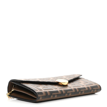 Fendi Vitello Soft F is Fendi Bi-Color FF 1974 Embossed Continental Envelope Wallet On Chain Maya Black 4 of 10