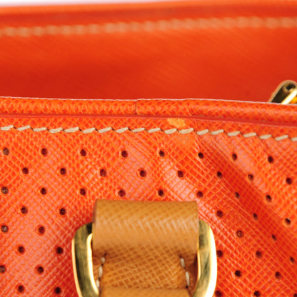 Prada Saffiano Perforated Medium Striped Tote Papaya Caramel 12 of 12