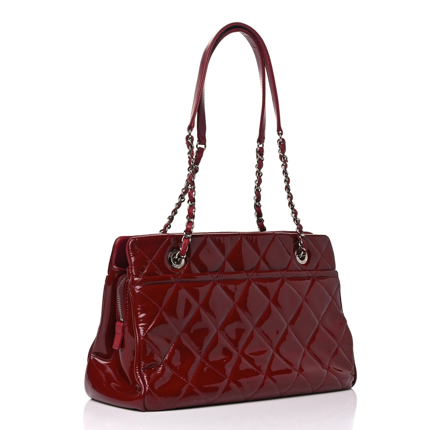 Patent Quilted Timeless CC Soft Tote Red