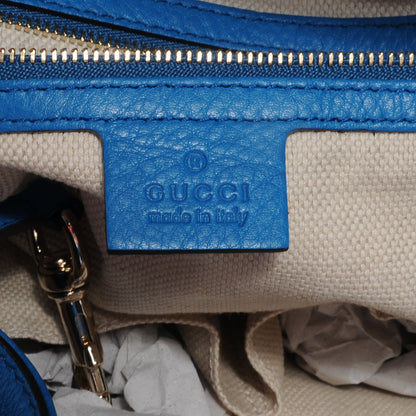 Gucci Pebbled Calfskin Large Soho Shoulder Bag Riviera Blue 7 of 8