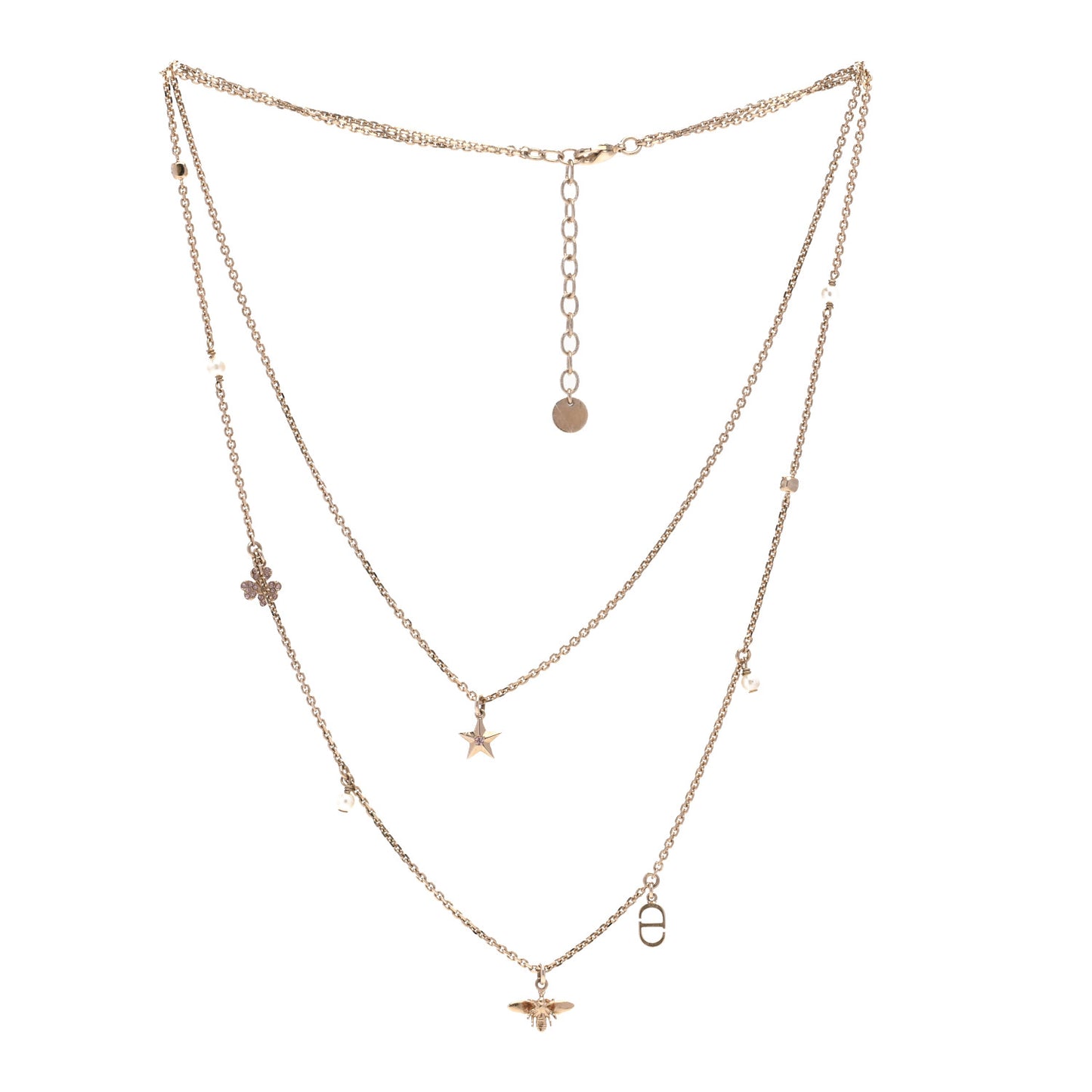 Metal Crystal Double Necklace Gold