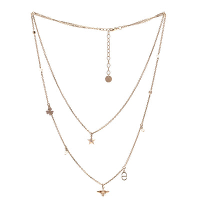 Christian Dior Metal Crystal Double Necklace Gold 4 of 6