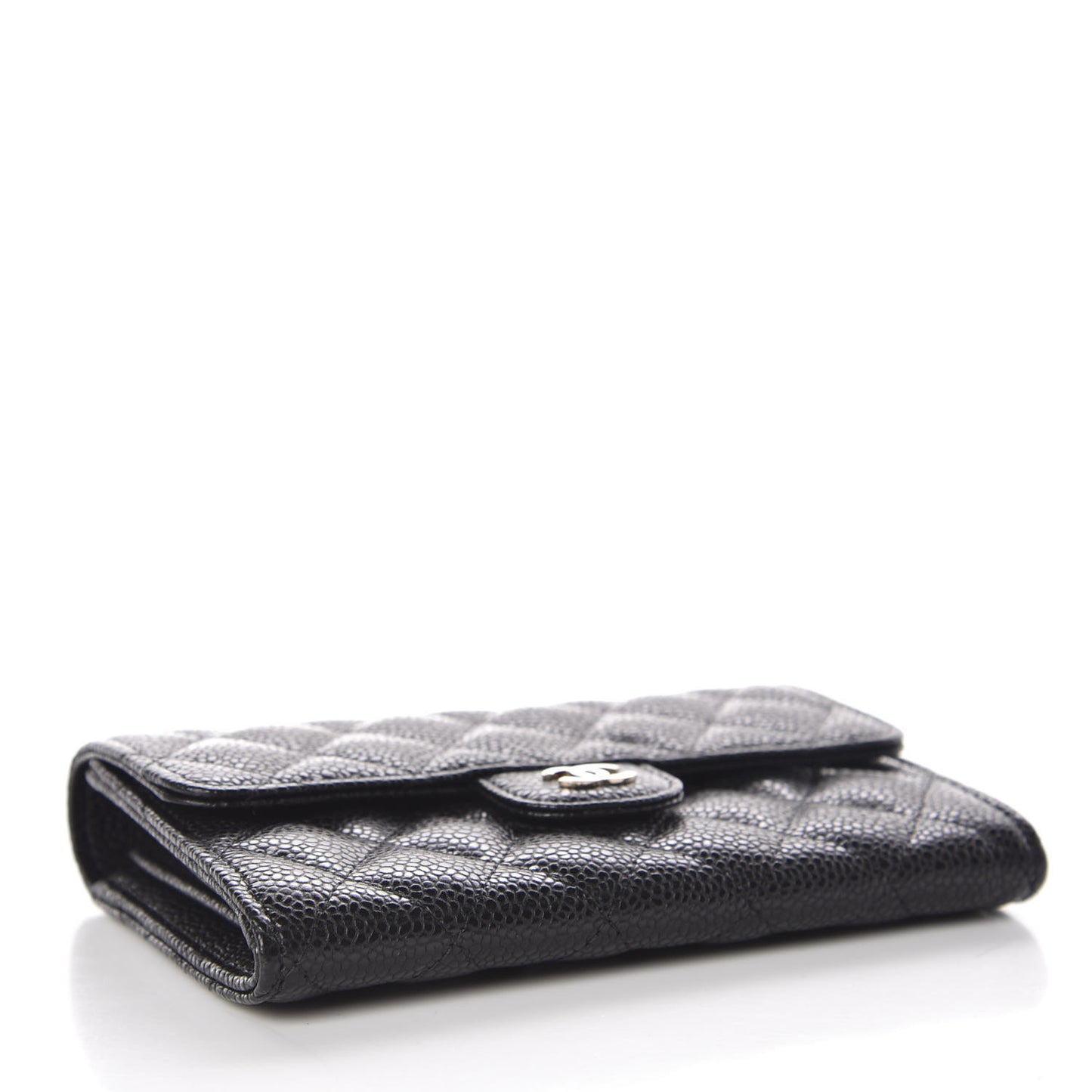Caviar Quilted Medium Flap Wallet Black