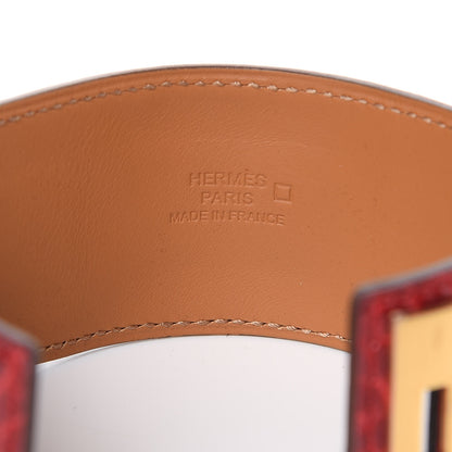 Hermes Shiny Alligator Collier De Chien CDC Bracelet T2 Braise 4 of 7