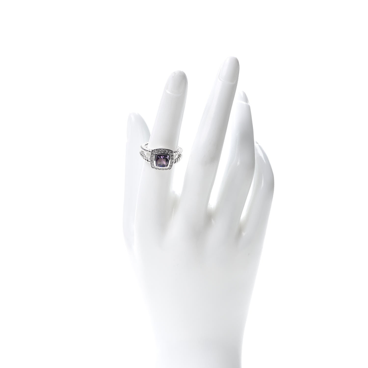 David Yurman Sterling Silver Diamond Amethyst 7mm Petite Albion Ring 53 6.25 2 of 4