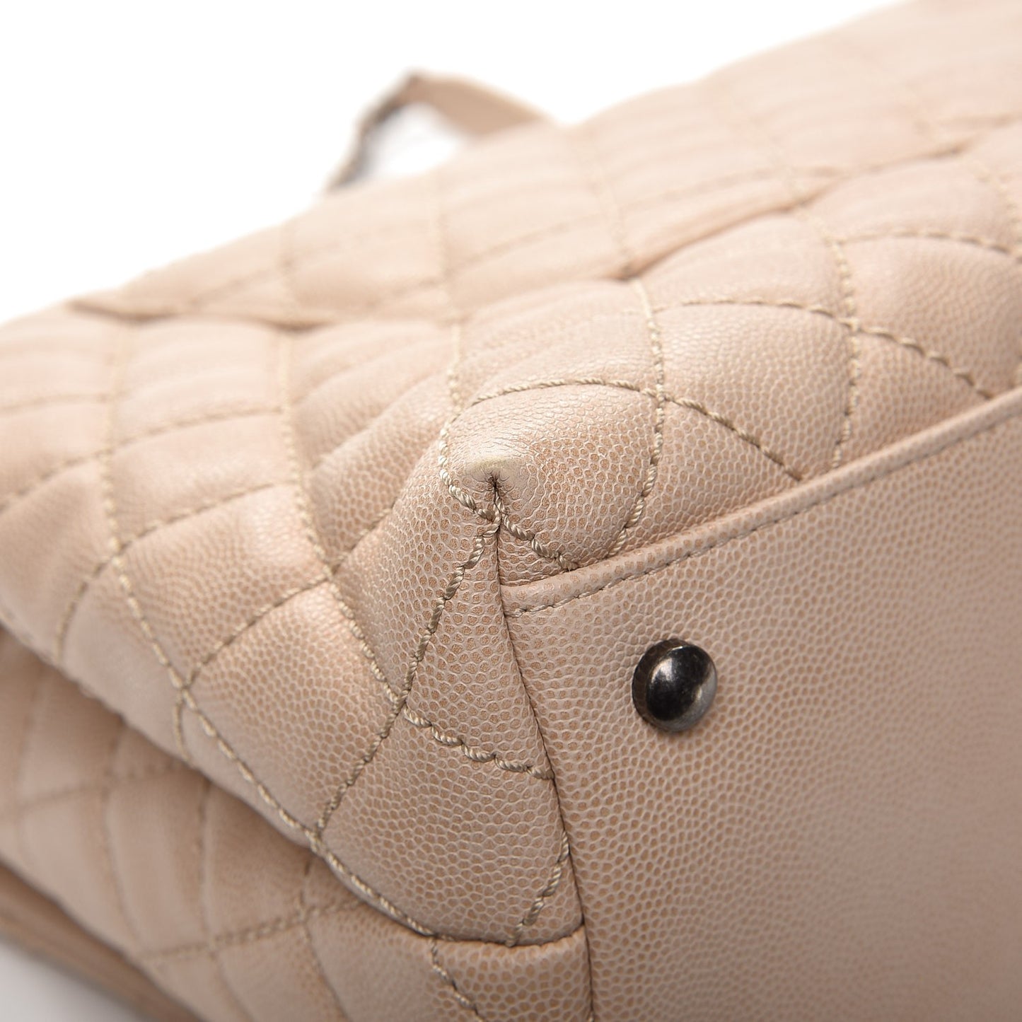 Caviar Quilted Medium Coco Handle Flap Light Beige