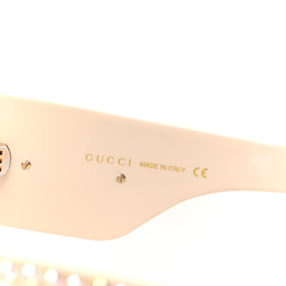 Gucci Acetate Crystal Oversize Hollywood Forever Sunglasses GG0144S Ivory 6 of 9