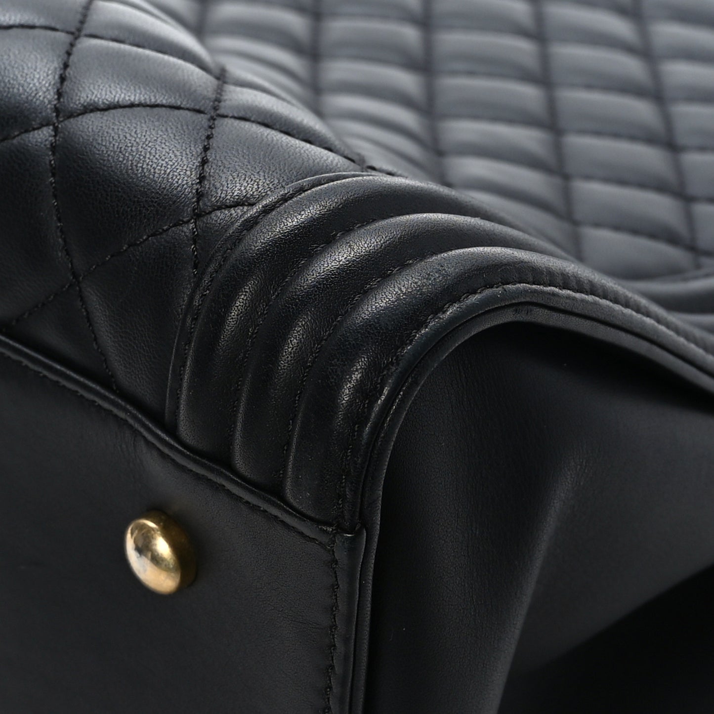 Calfskin Quilted Boy Shopping Tote Black