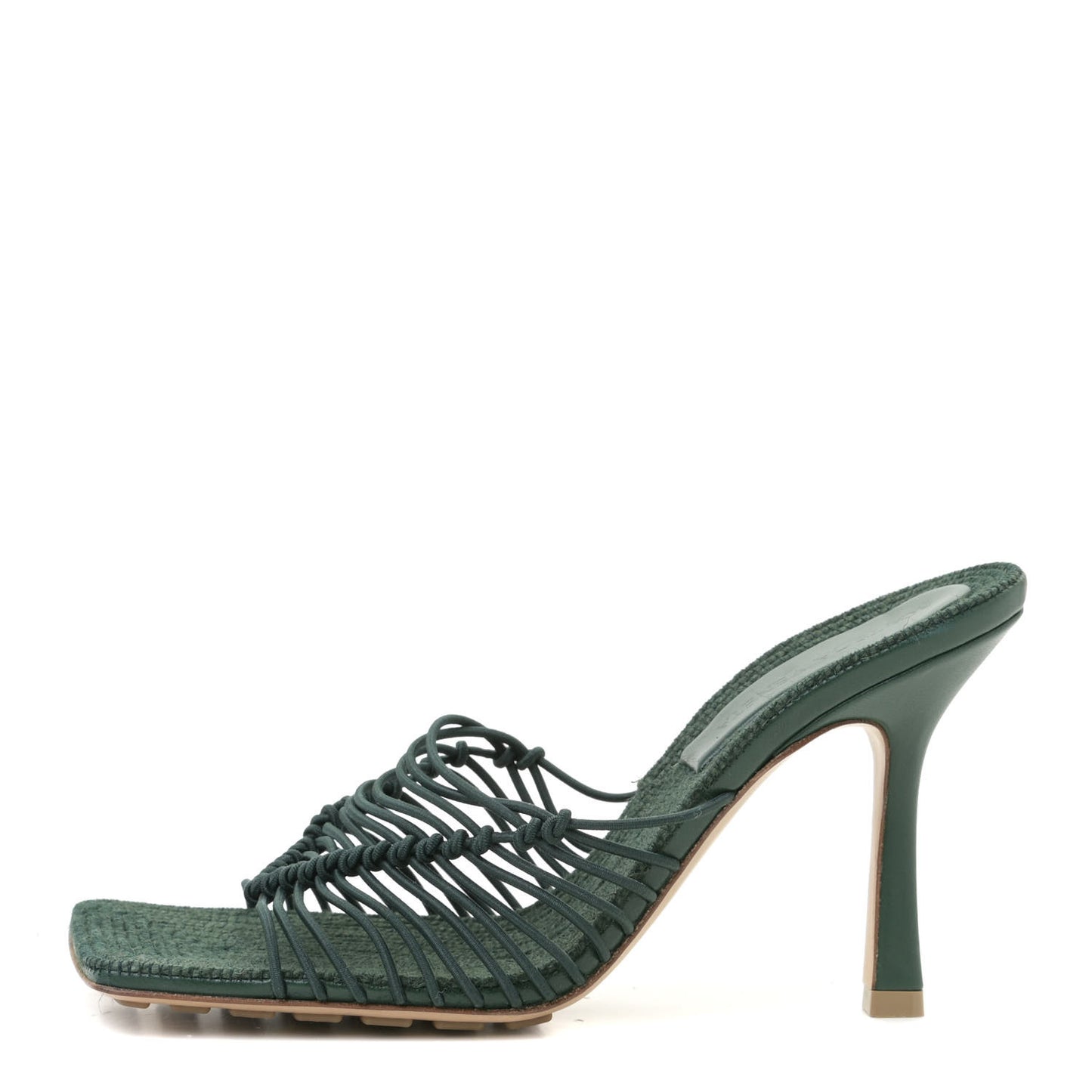 Raffia Elasticized Stretch Mule Sandals 37 Emerald Green