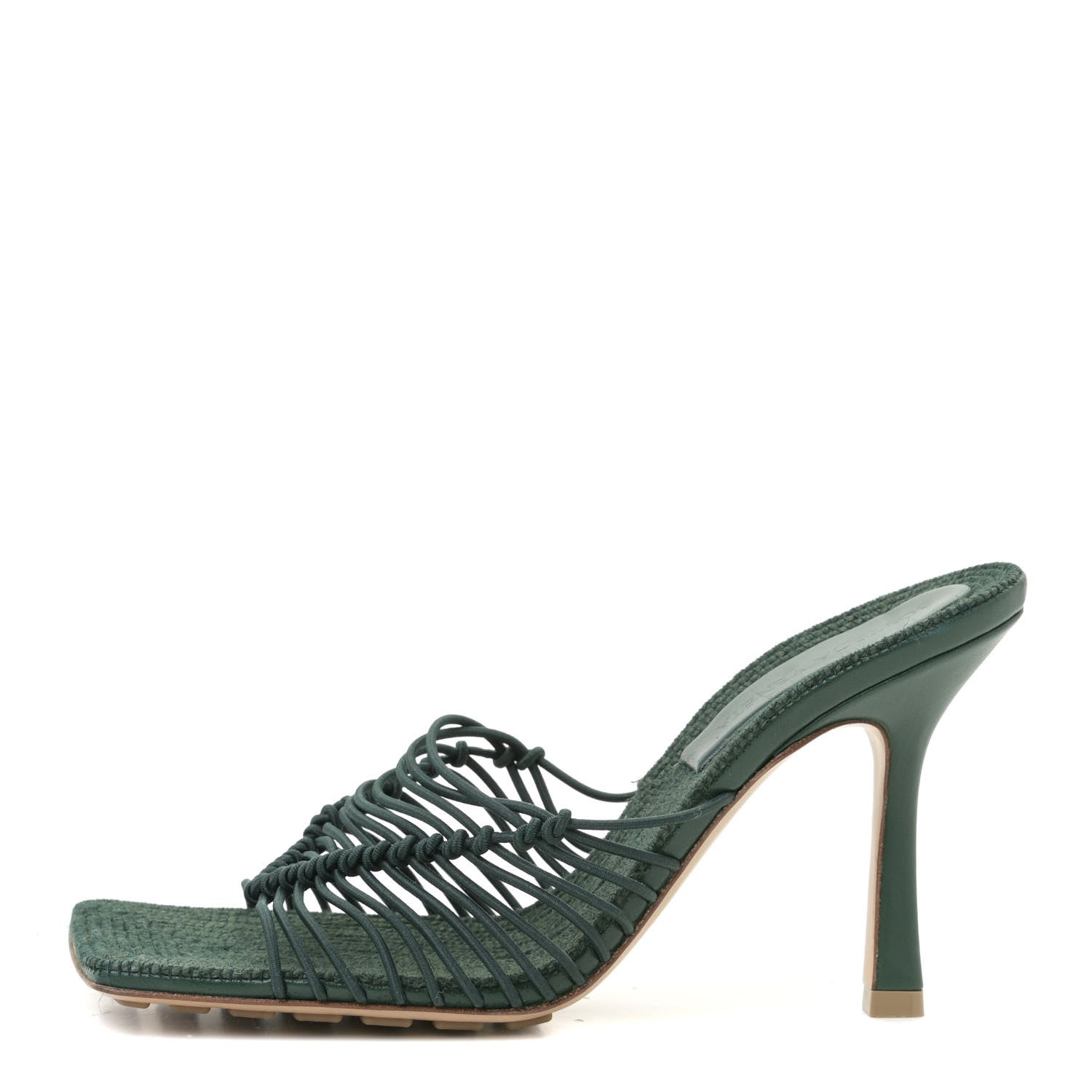Bottega Veneta Raffia Elasticized Stretch Mule Sandals 37 Emerald Green 1 of 11