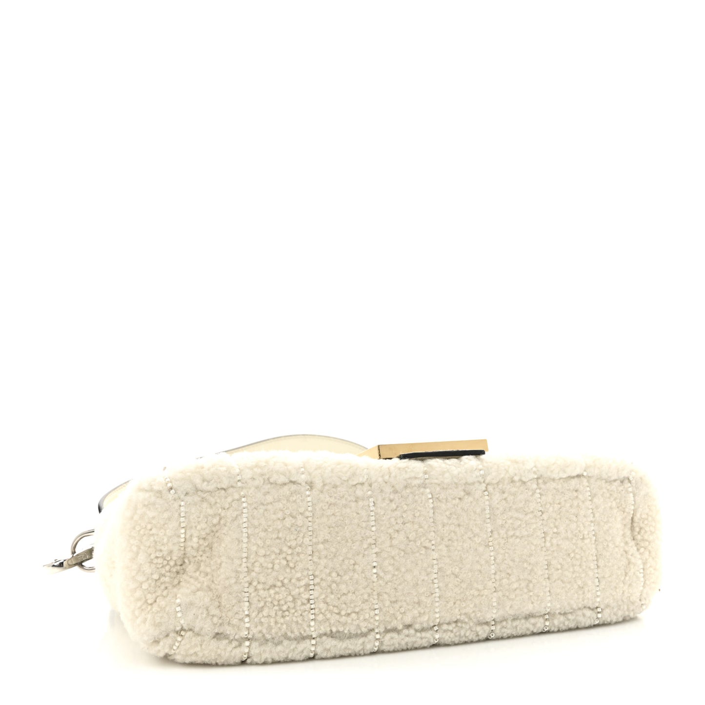 Sheepskin Crystal Beaded Baguette White