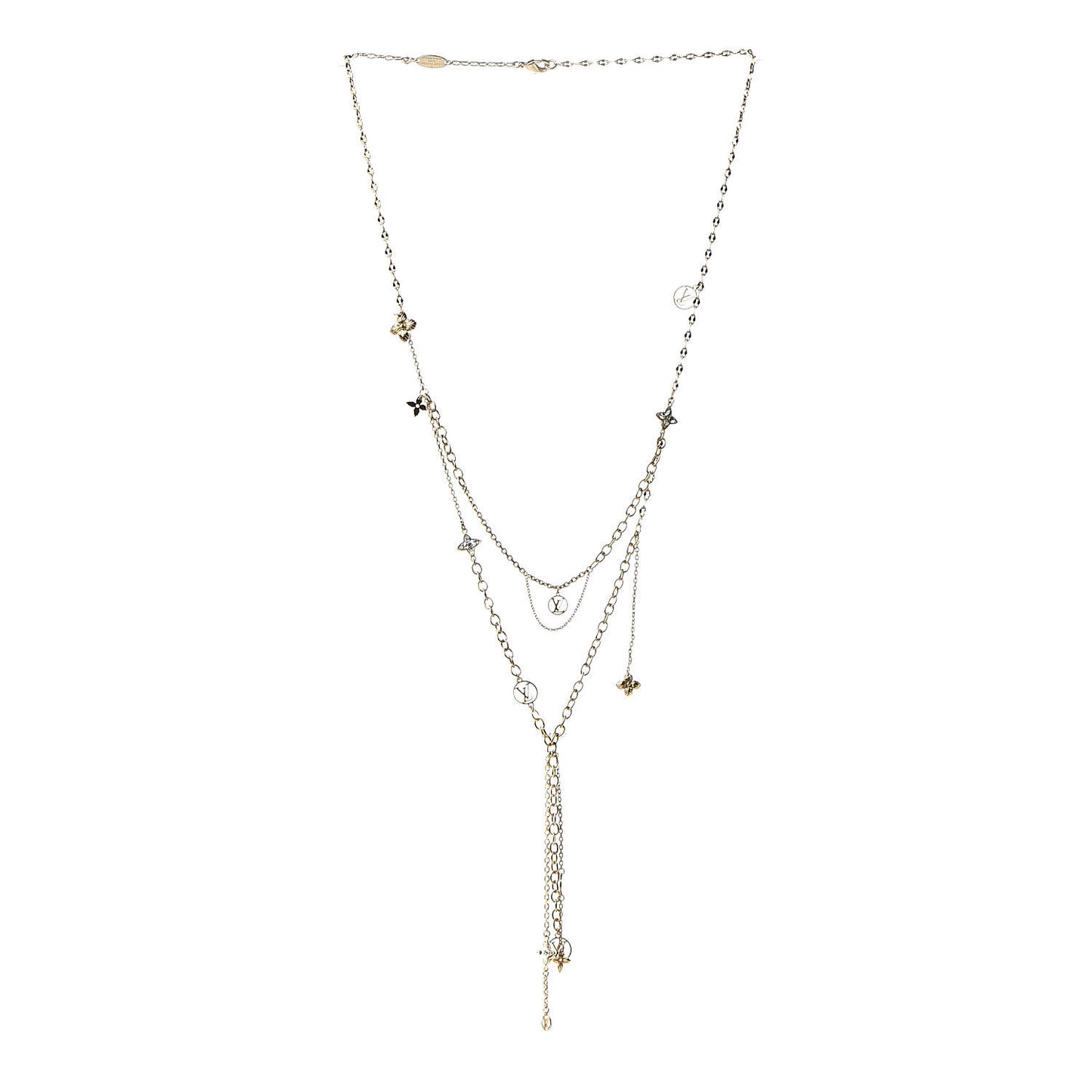 Strass Blooming Sautoir Layered Necklace Gold