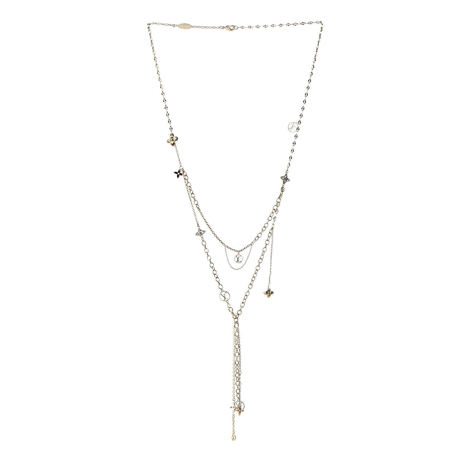 Louis Vuitton Strass Blooming Sautoir Layered Necklace Gold 3 of 5