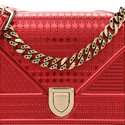 Christian Dior Metallic Patent Micro-Cannage Small Diorama Flap Bag Red 10 of 12