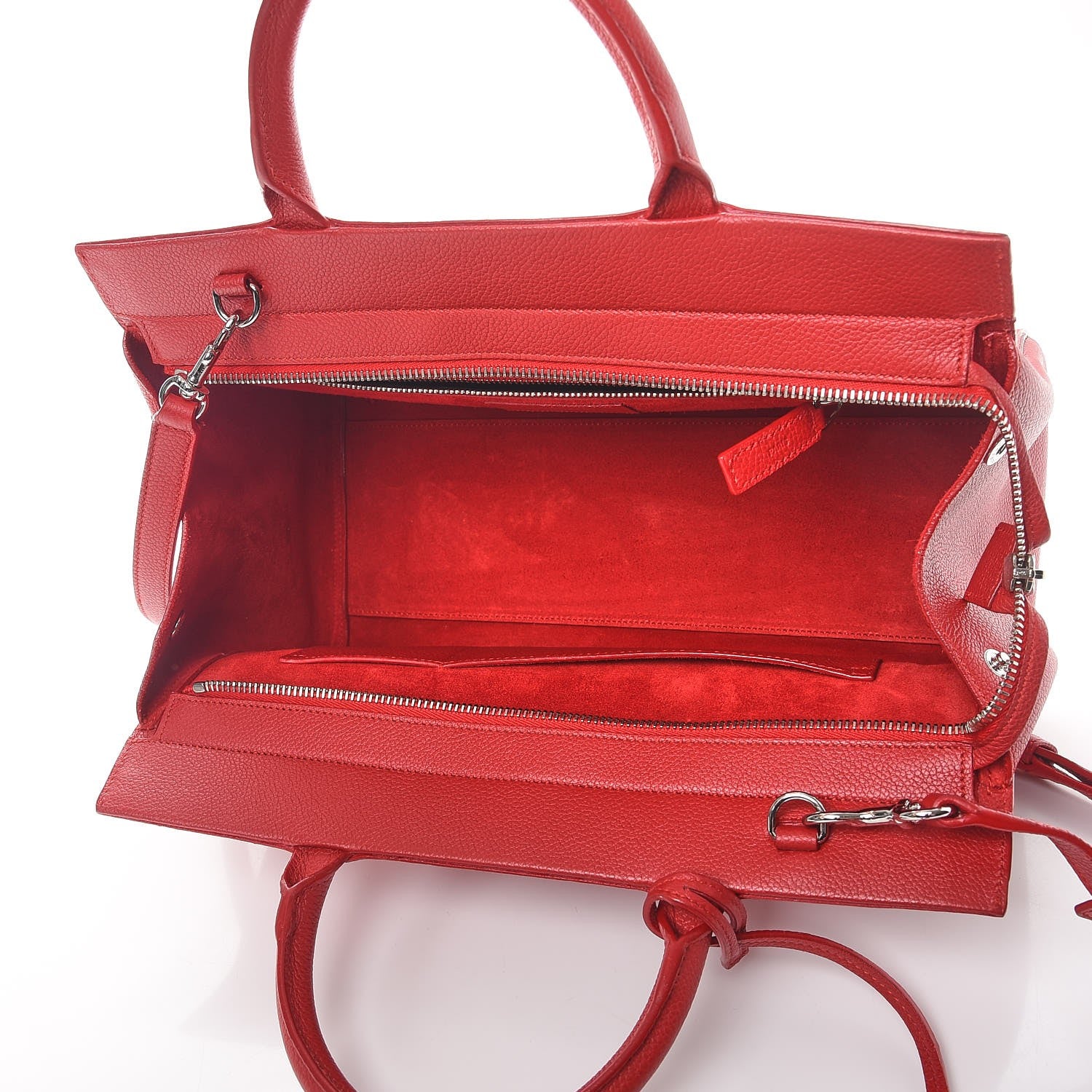 Saint Laurent Grained Calfskin Small Cabas Rive Gauche Red 5 of 22