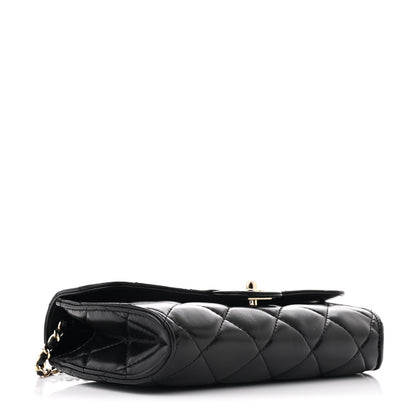 Chanel Lambskin Quilted Flap Clutch Bag With Chain Black 4 of 11