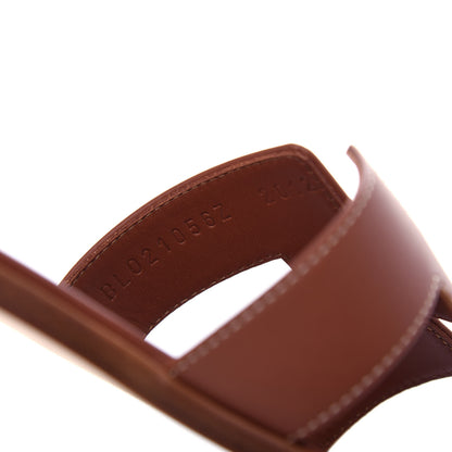 Hermes Box Calfskin Oran Sandals 39.5 Gold 10 of 11