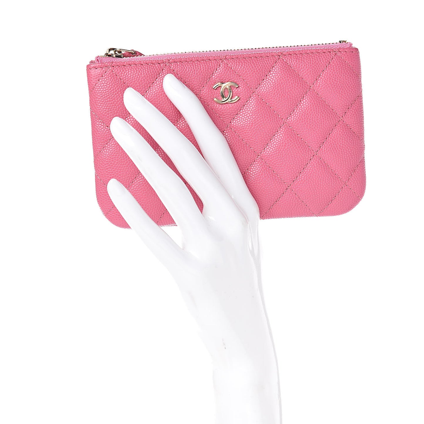 Caviar Quilted Small Cosmetic Case Pink