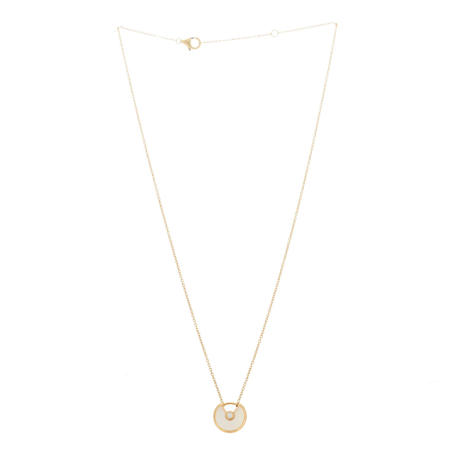 Cartier 18K Yellow Gold Diamond Mother of Pearl XS Amulette de Cartier Pendant Necklace 3 of 4