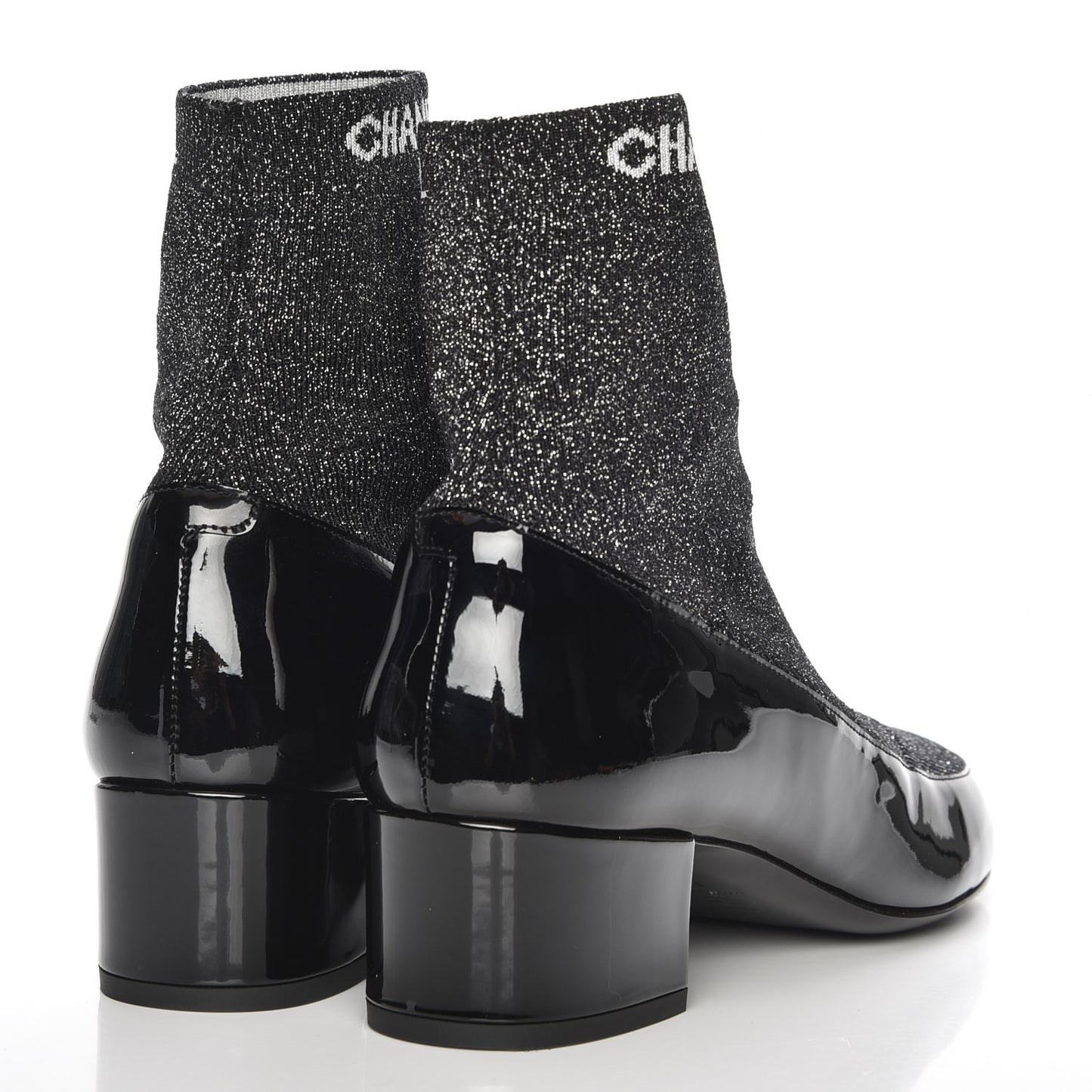 Fabric Patent Short Boots 39 Dark Grey Black