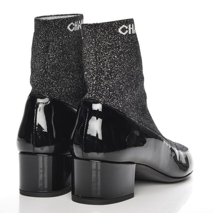 Chanel Fabric Patent Short Boots 39 Dark Grey Black 4 of 8
