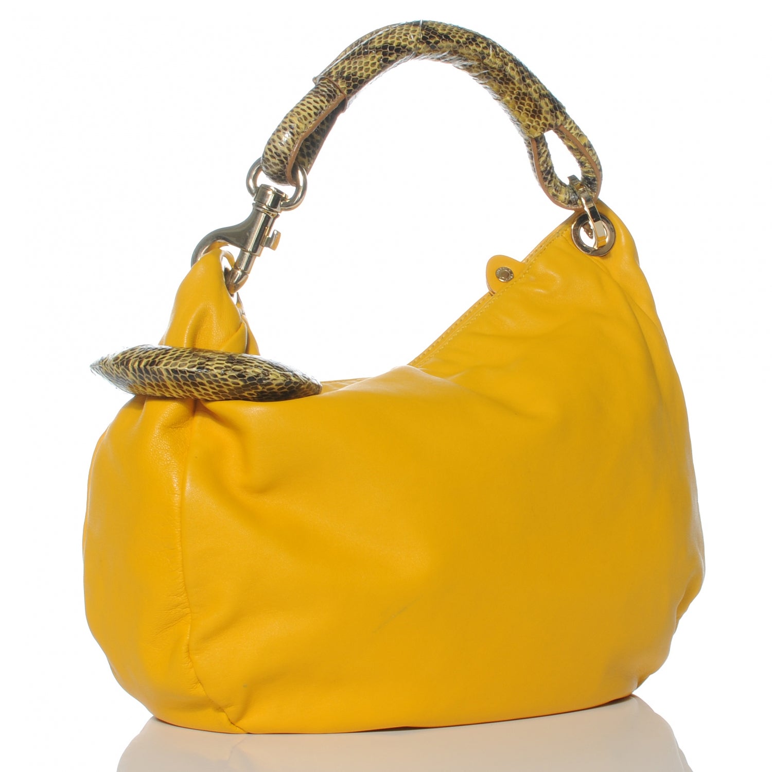 Jimmy Choo Leather Snake Trim Sky Hobo Yellow 3 of 8