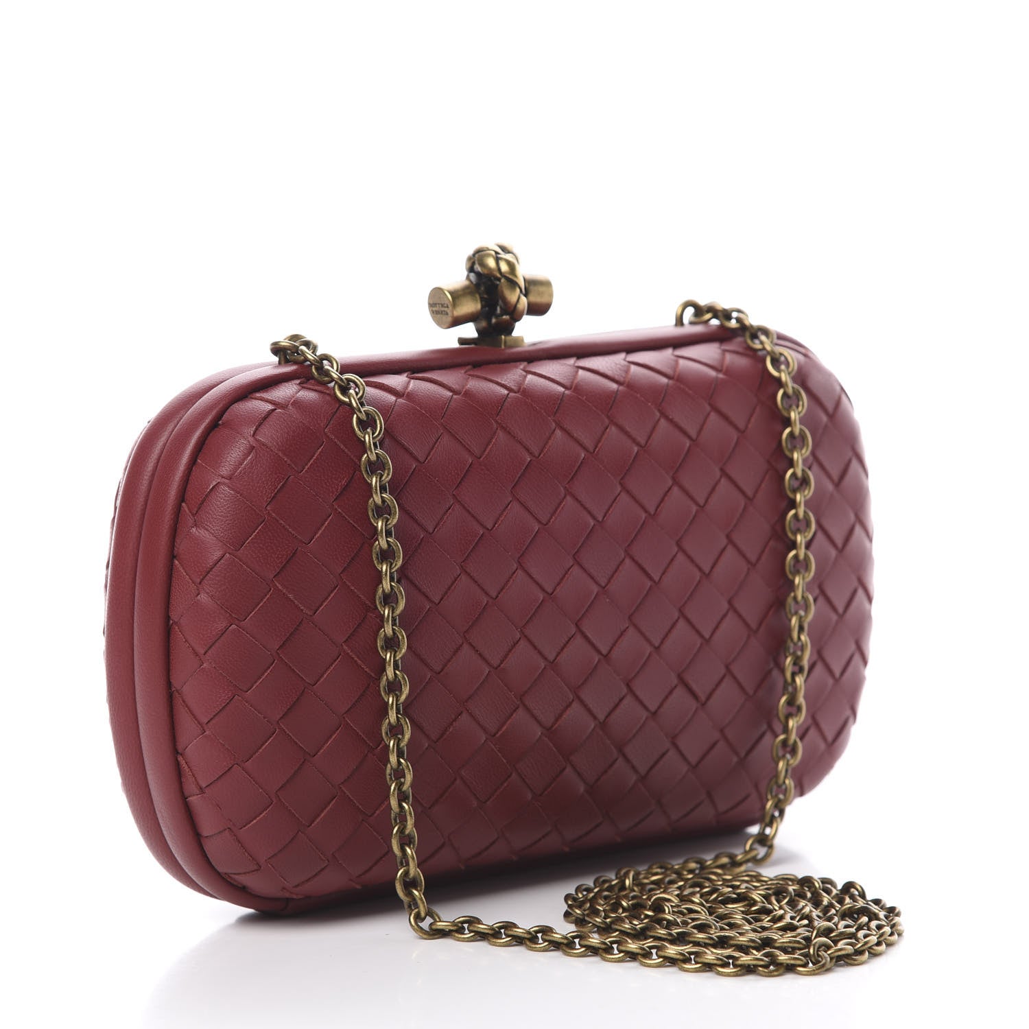 Bottega Veneta Nappa Intrecciato Chain Knot Clutch Bordeaux 3 of 11