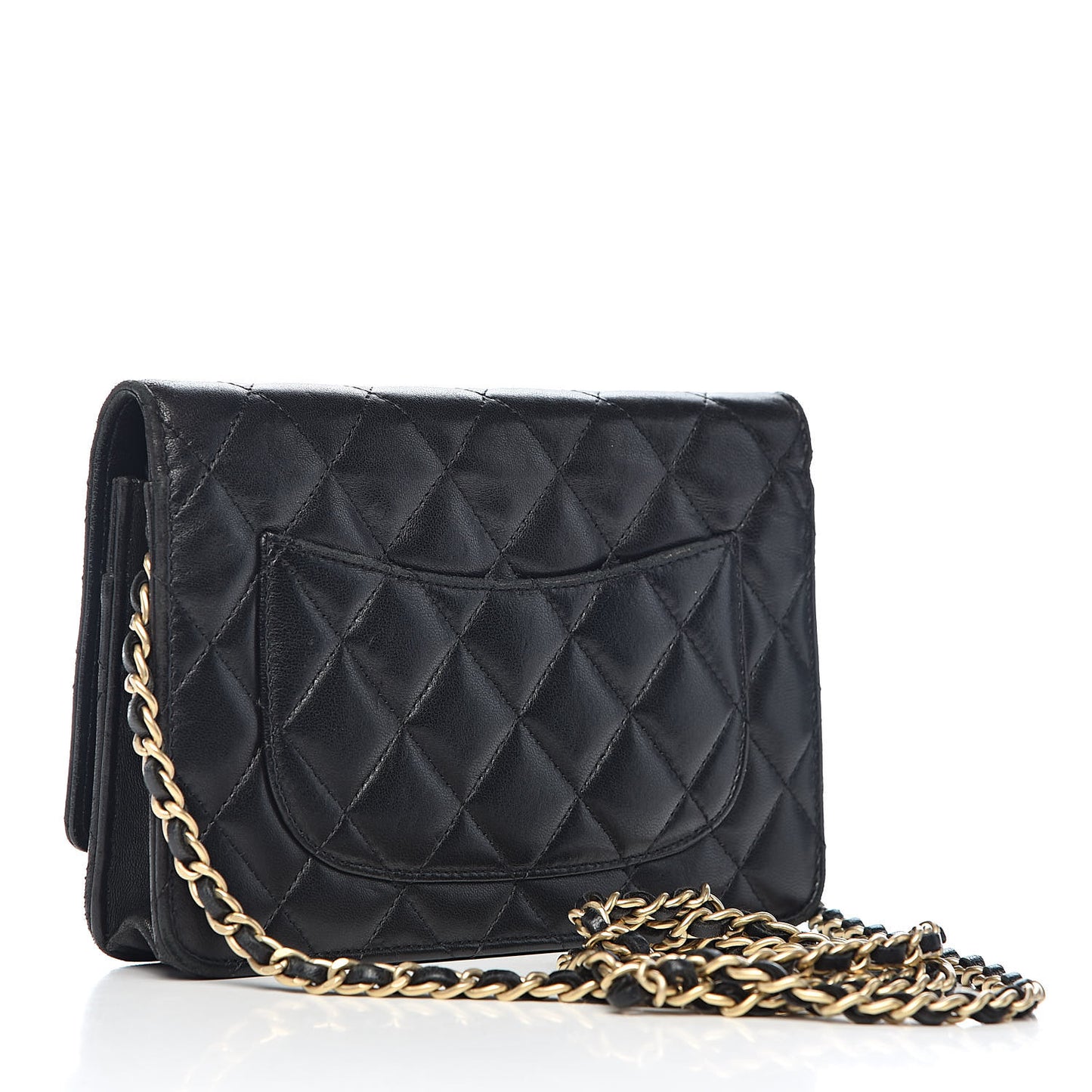 Lambskin Quilted Wallet On Chain WOC Black