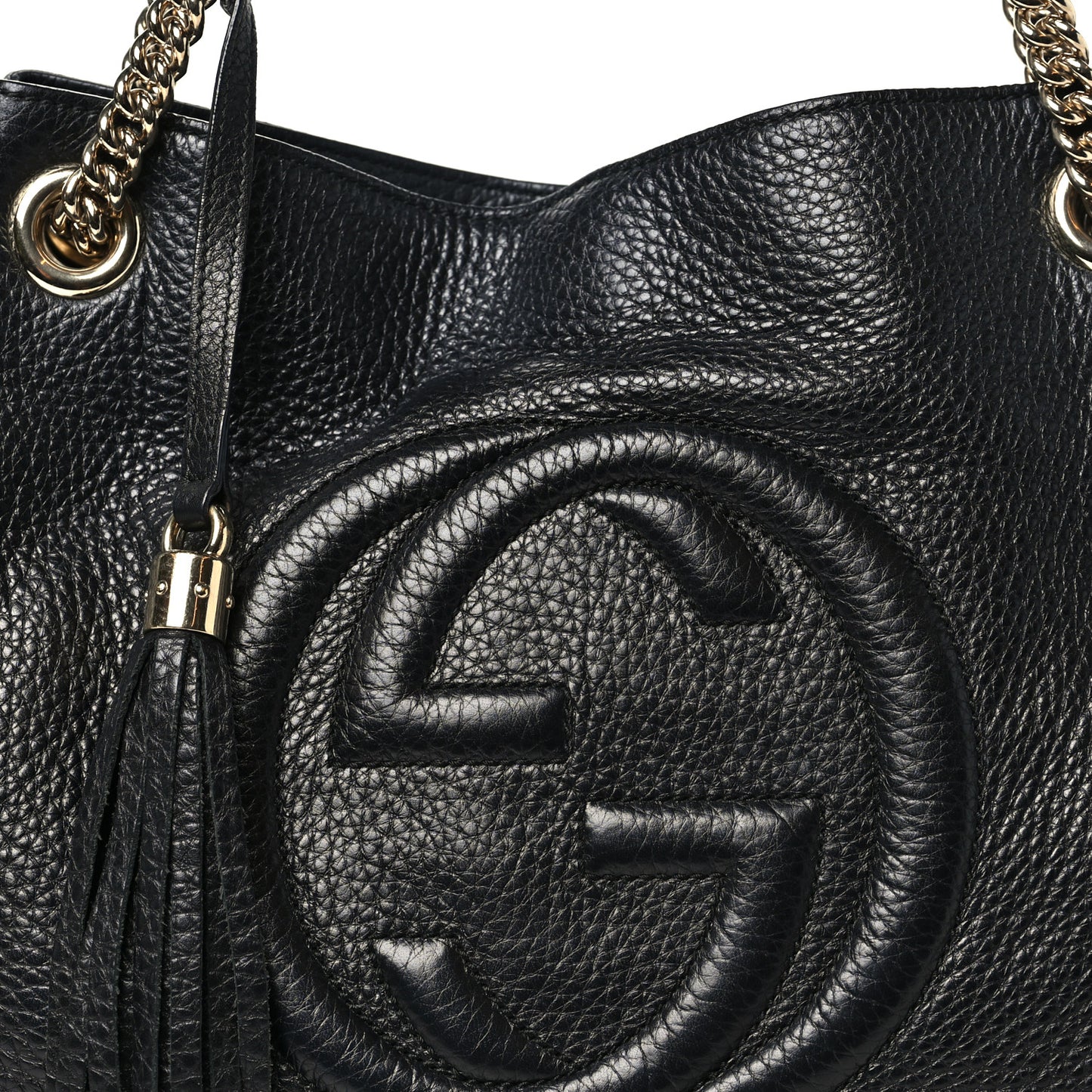 Pebbled Calfskin Medium Soho Chain Shoulder Bag Black