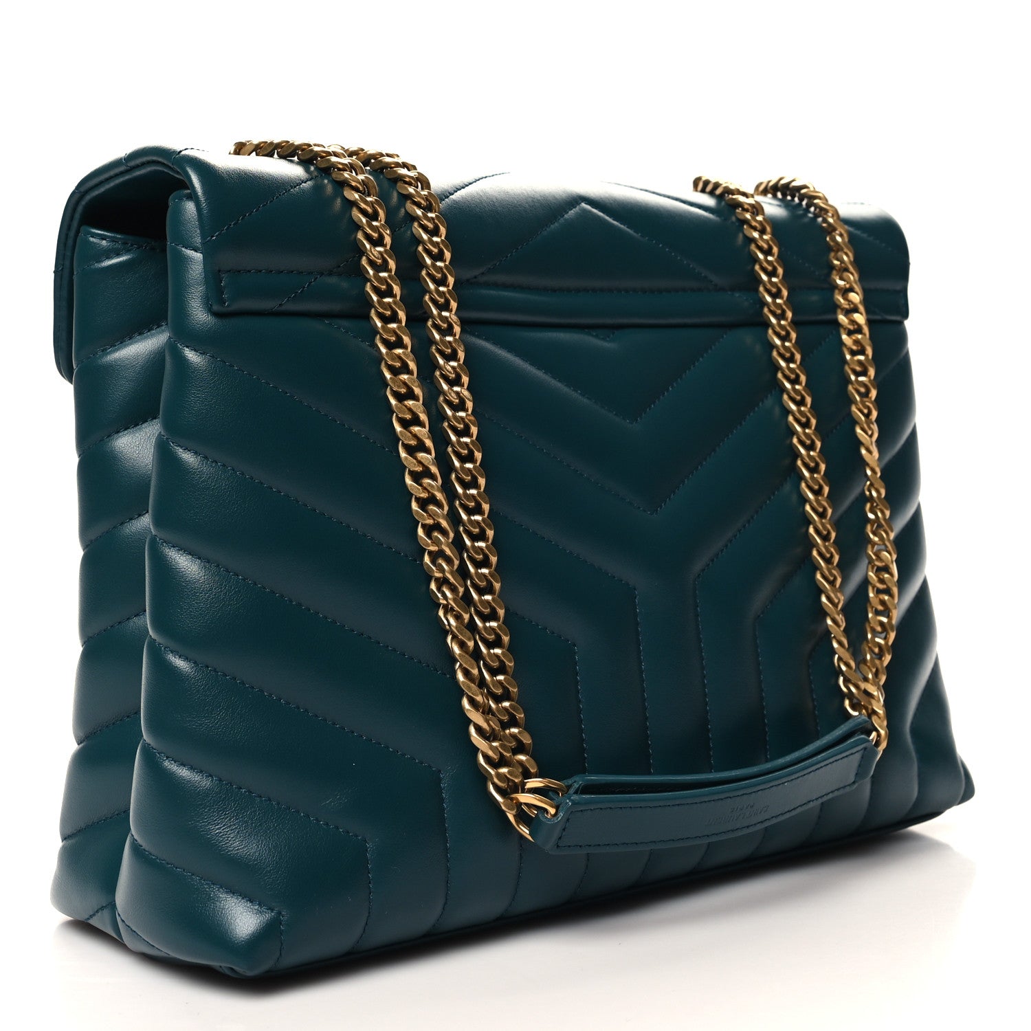 Saint Laurent Calfskin Y Quilted Monogram Medium Loulou Chain Satchel Sea Turquoise 3 of 10