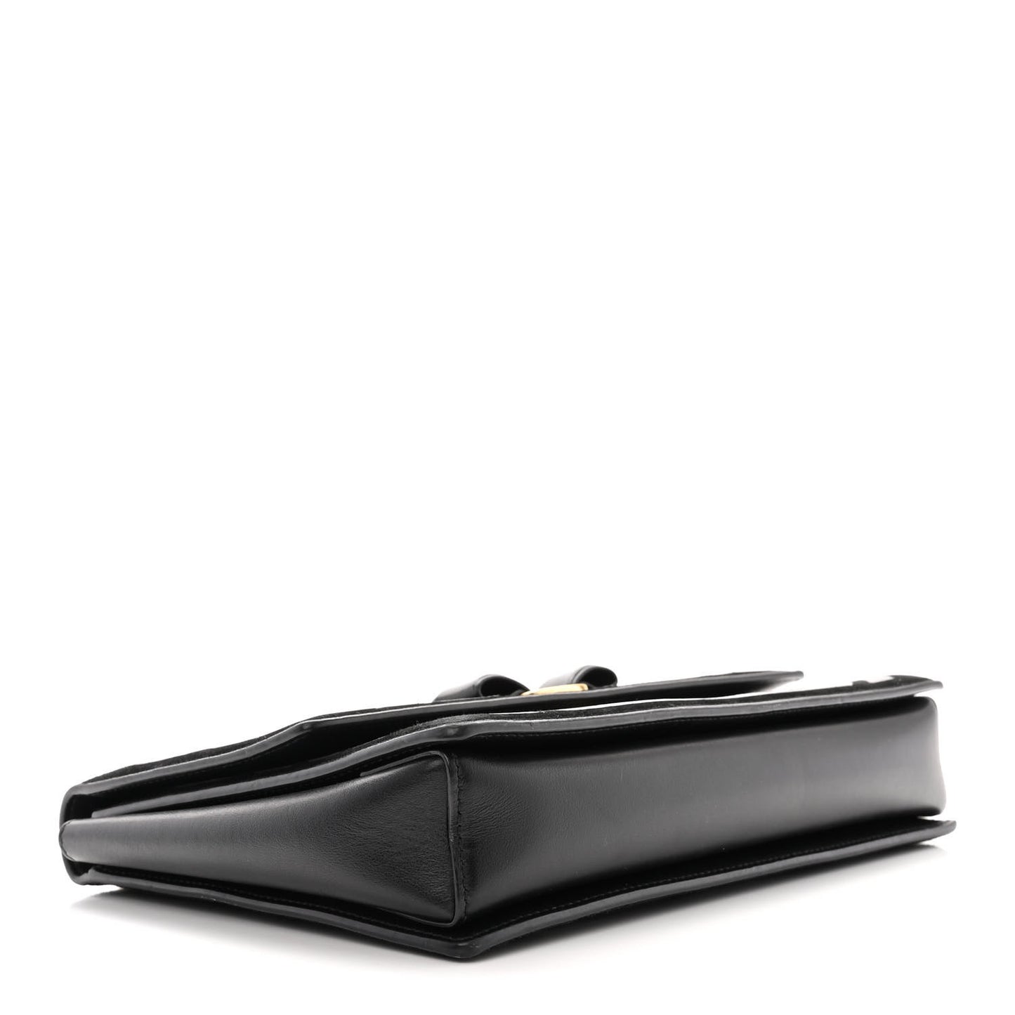 Calfskin Suede Vara Bow Chain Flap Crossbody Black