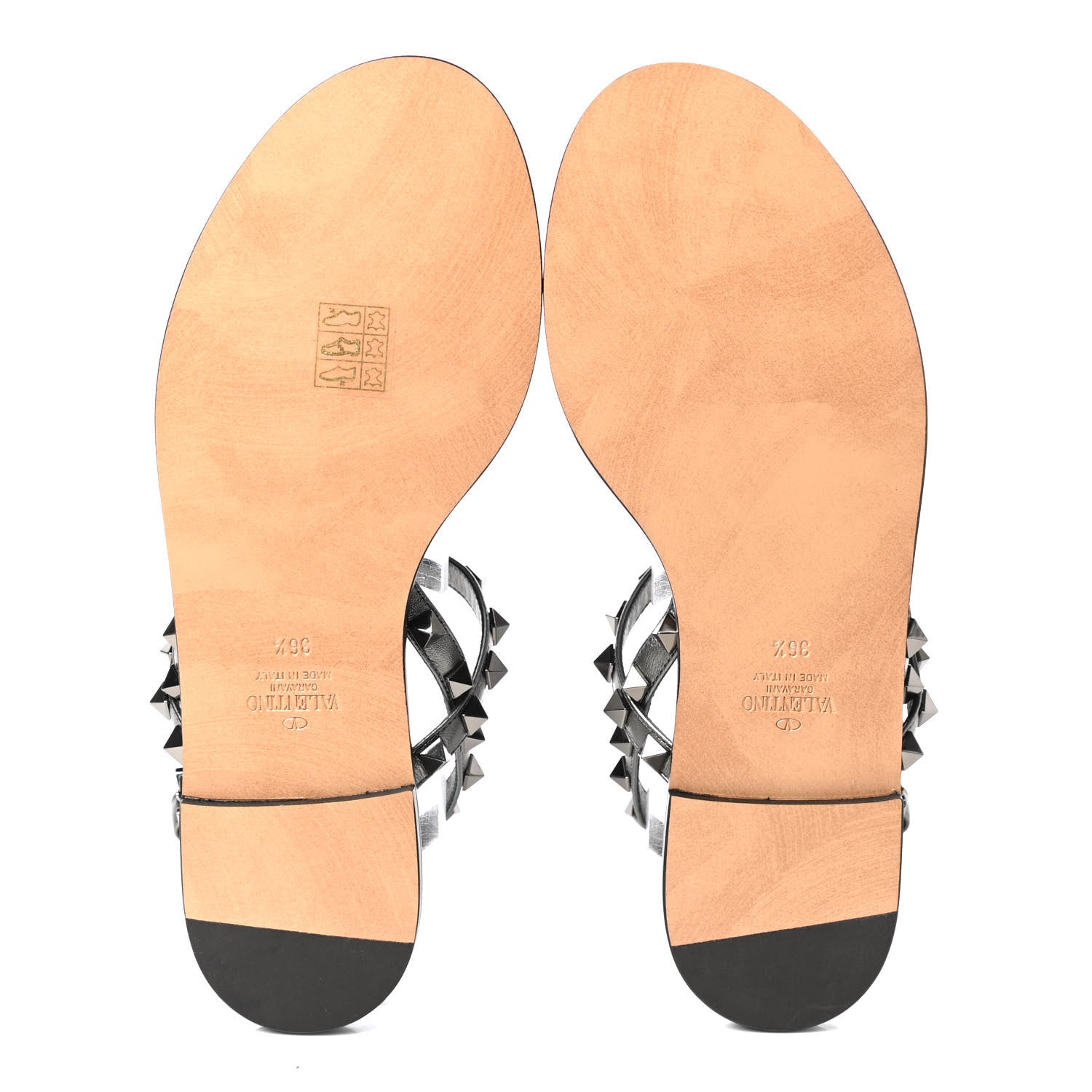 Valentino Garavani Metallic Nappa Rockstud T-Strap Slingback Flat Sandals 36.5 Rutenio 5 of 8
