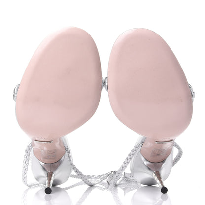 Gucci Metallic Nappa Braided Sandals 41.5 Silver 6 of 9