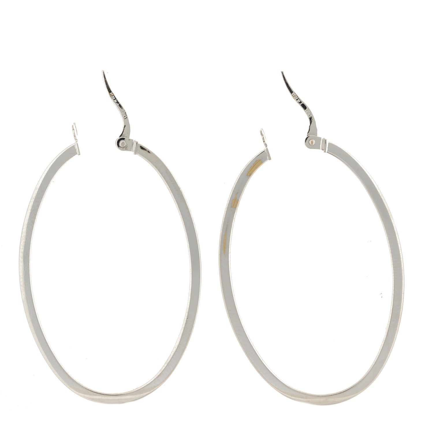 Roberto Coin 18K White Gold Oval Hoop Earrings 3 of 4