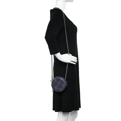 Chanel Goatskin Camellia Quilted Round Clutch With Chain 2 of 10
