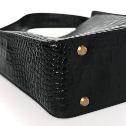 Balenciaga Extra Supple Calfskin Crocodile Embossed Small Tool 2.0 North-South Tote Black 10 of 11