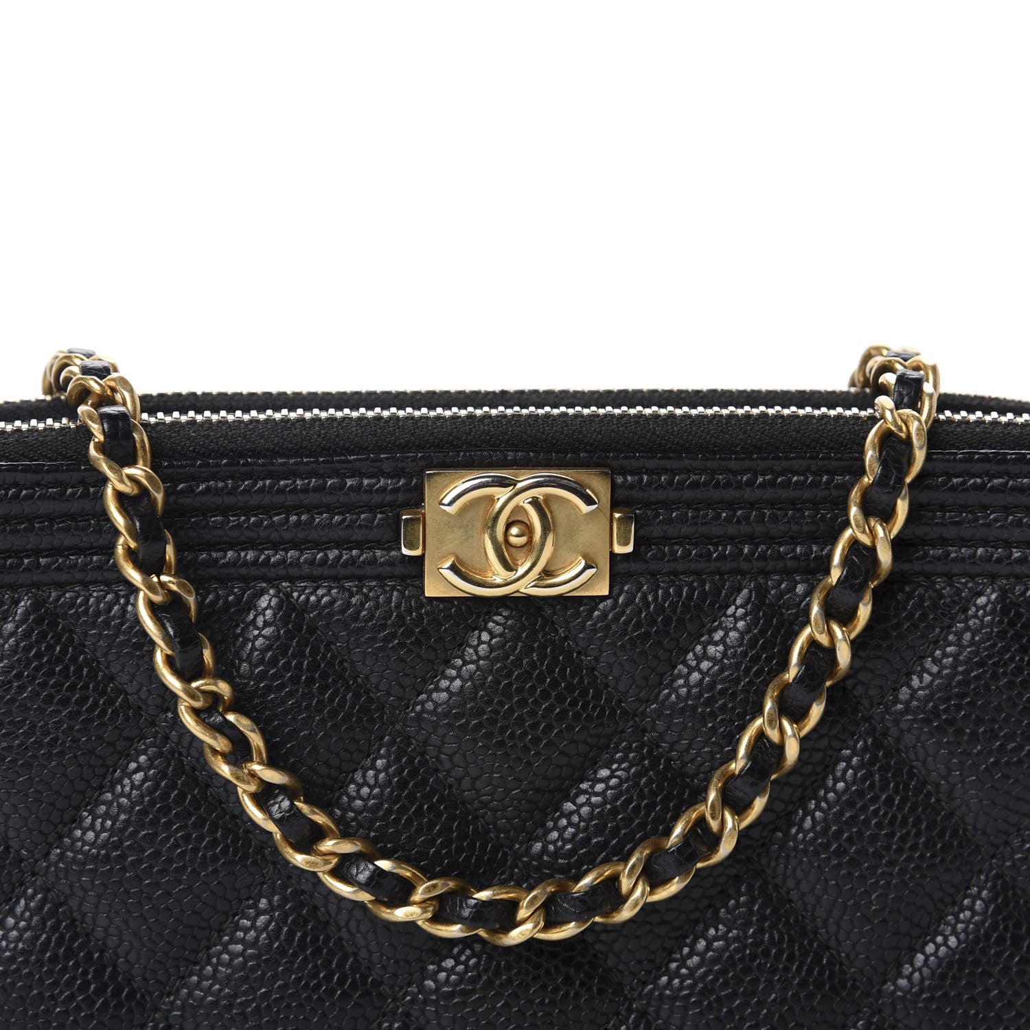 Chanel Caviar Quilted Small Boy Clutch With Chain Black 10 of 11