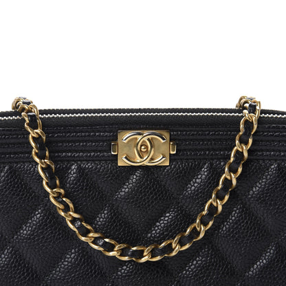 Chanel Caviar Quilted Small Boy Clutch With Chain Black 10 of 11