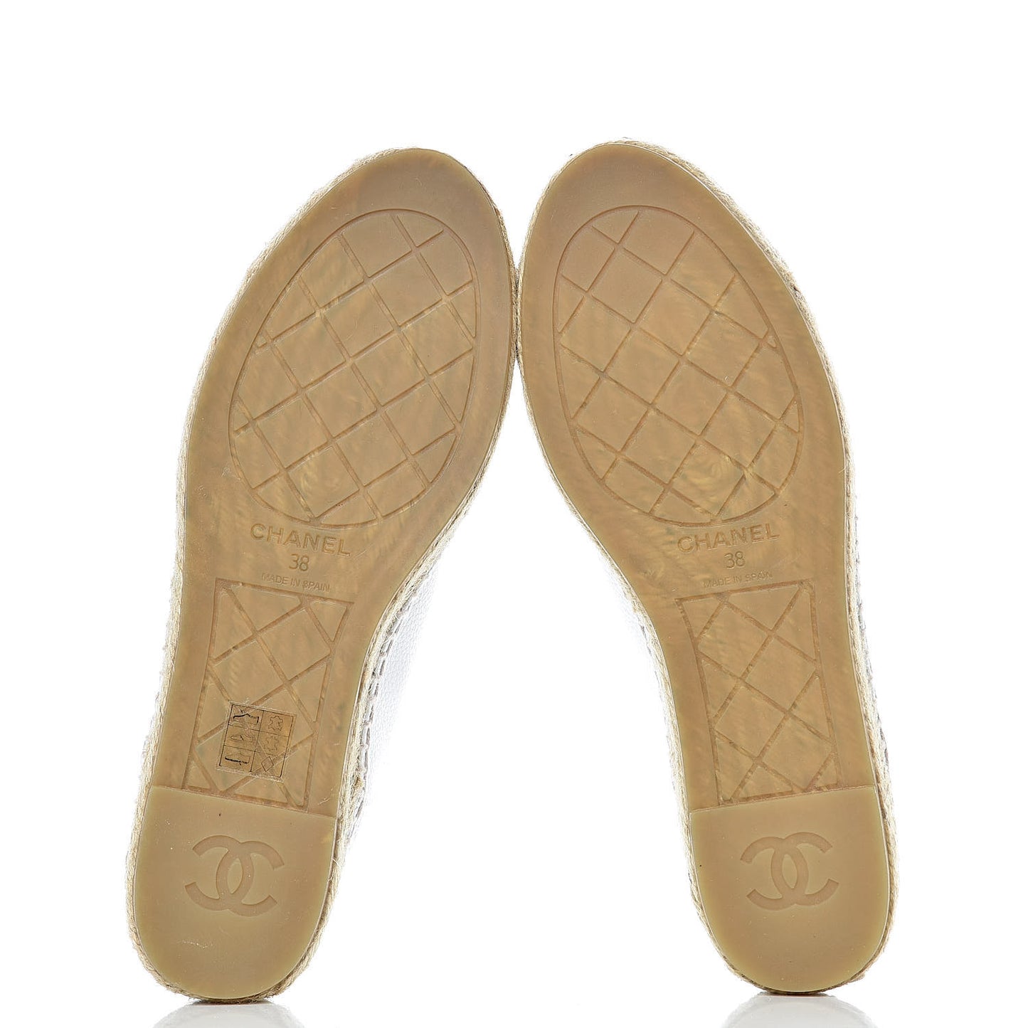 Grained Calfskin CC Espadrilles 38 White Black