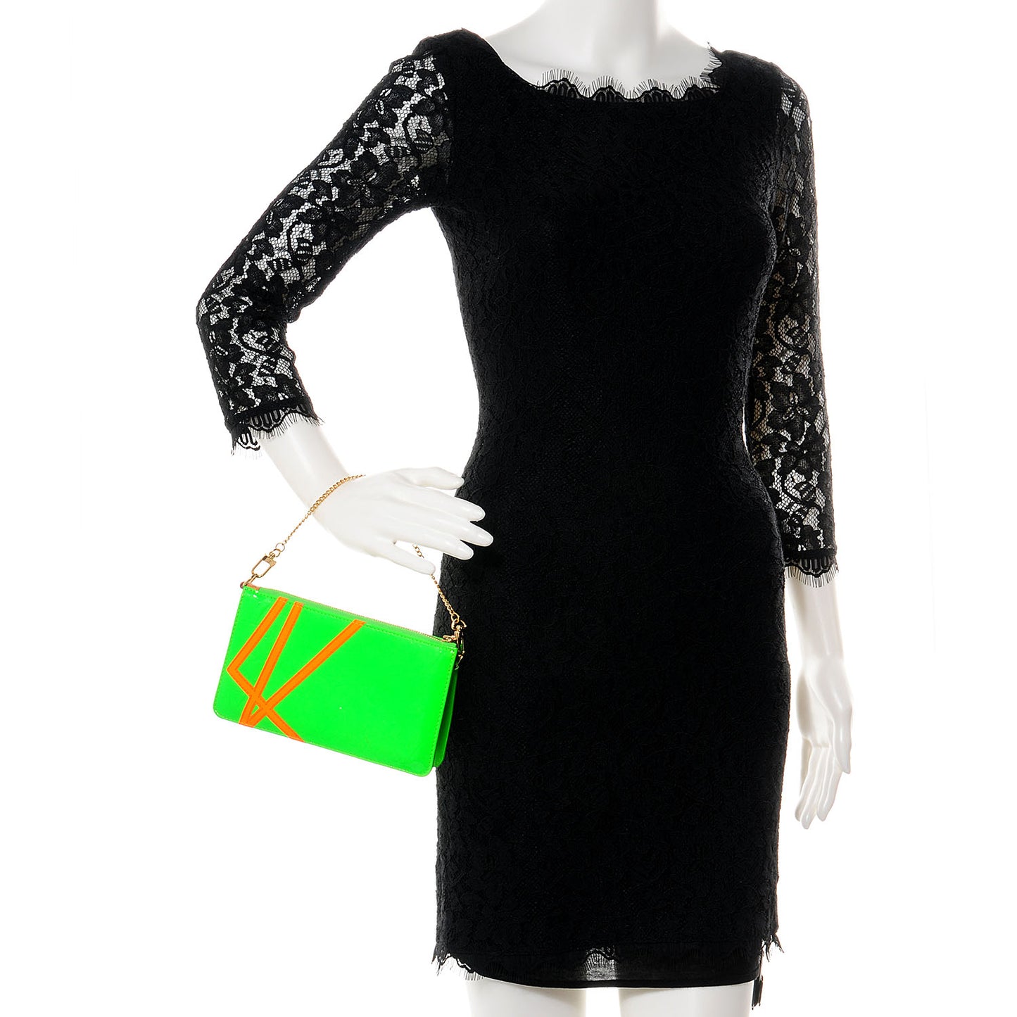 Patent Fluo Lexington with Chain Strap Green