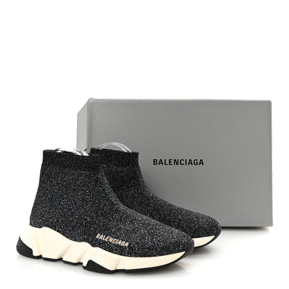 Balenciaga Laminated Knit Bi-Color Sole Womens Speed Sneakers 37 White Black 10 of 10