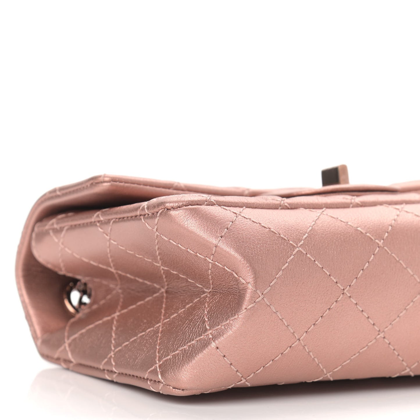 Metallic Grained Calfskin Quilted 2.55 Reissue Mini Flap Copper Pink