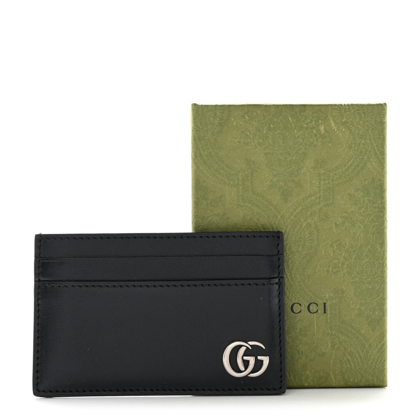 Smooth Calfskin GG Marmont Card Holder Black