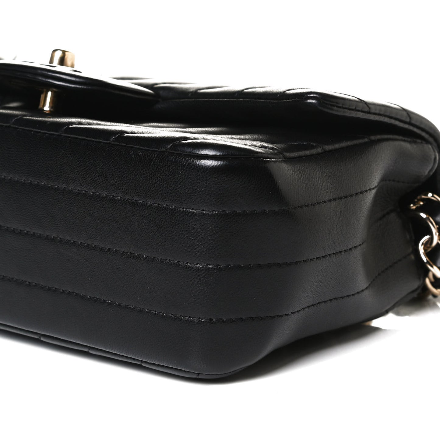 Lambskin Chevron Quilted Mini Rectangular Flap Black